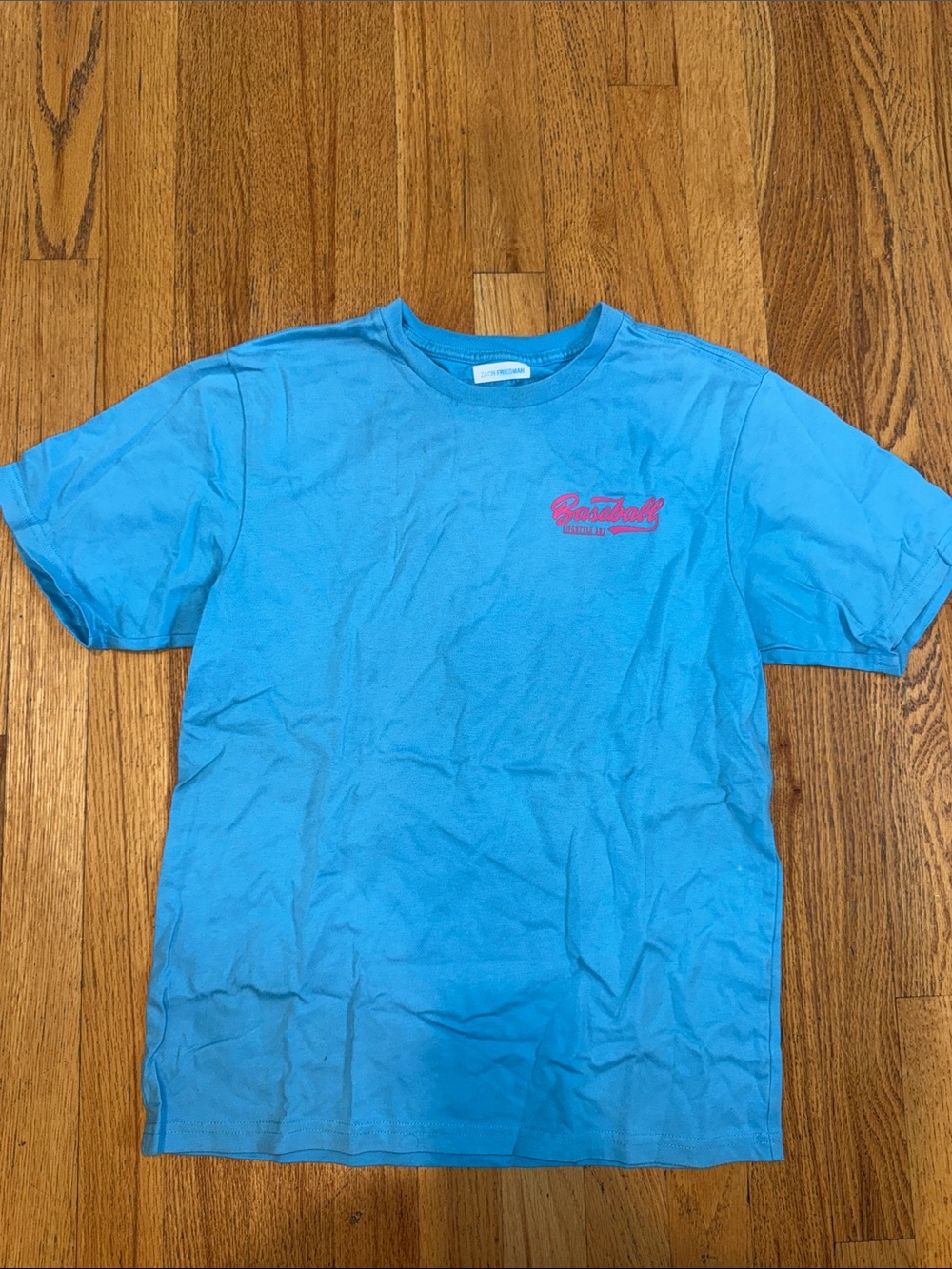Baseball Lifestyle 101 Bright Blue Graphic Tee with Pink Logo Boys XL